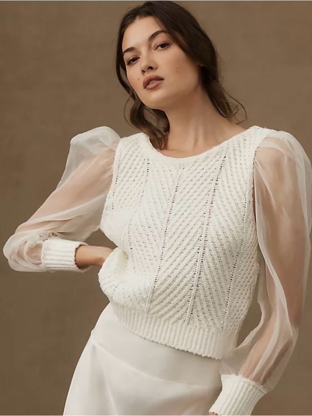 Anthropologie Silk Cable Sweater
